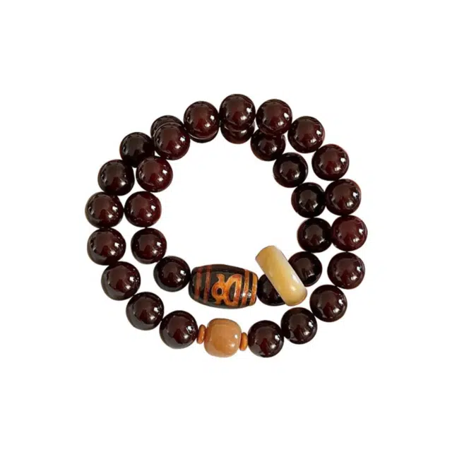 富珠汇 【官方财运亨通】民族复古双圈叠戴转运文玩盘串佛珠 菩提根 财神天珠八方来财 好运手串 男女同款情侣款