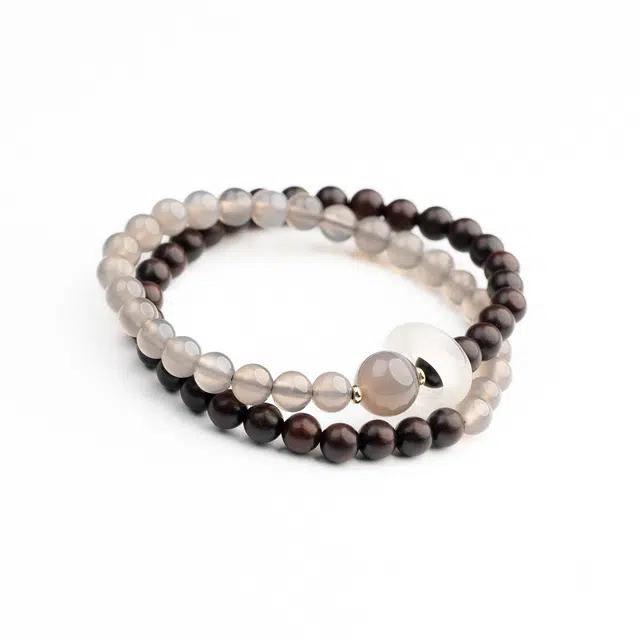 仙源 烟雨入江南 国风命年转运珠简约小众潮流盘玩招财纳福#好运 紫檀属 木作手串 男女同款情侣款