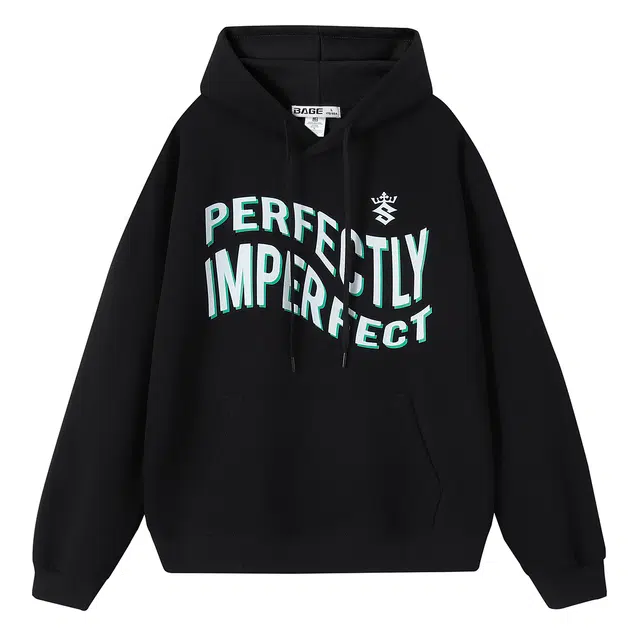 八哥 字母印花连帽套头百搭休闲卫衣 男女同款