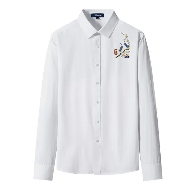 富铤 百搭休闲宽松极简风净色长袖衬衫 男款