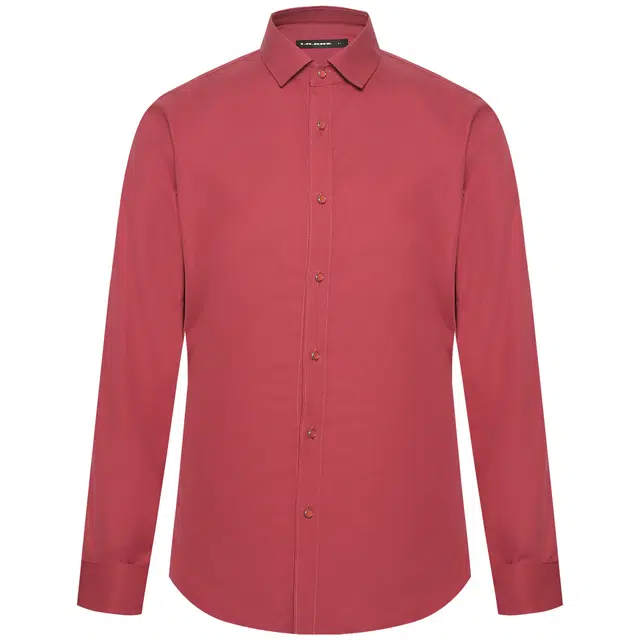 利郎 翻领商务休闲质感百搭极简风长袖衬衫 男款 深红