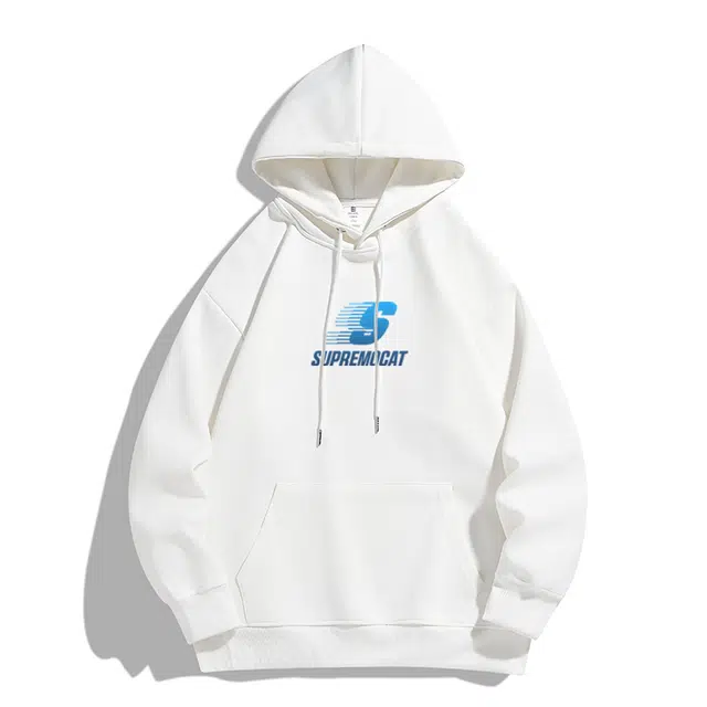 吾皇猫 美式简约基础款字母印花通勤舒适百搭落肩宽松休闲连帽套头卫衣 男女同款