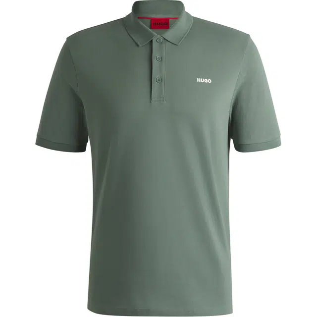 HUGO BOSS Logo Print Polo Shirt Light Green