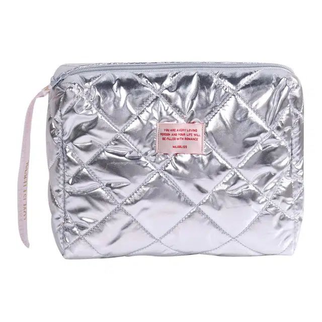 米甜兔 色羽绒手提化妆包大容量高级感收纳包高颜值女包包手拿包