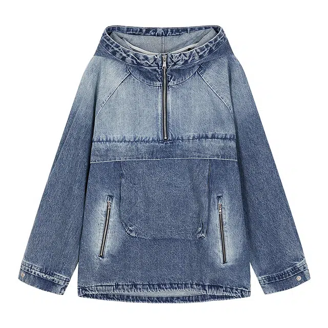 速写 纯色宽松日常百搭长袖衬衫 男款 牛仔深兰