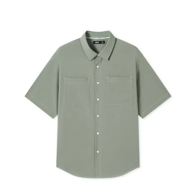 森马 纯色尖领纽扣短袖衬衫 男款