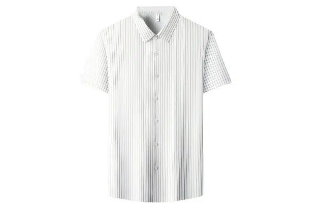 富铤 经典条纹尖领商务短袖衬衫 男款