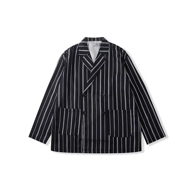 我是大卫 条纹宽松双排扣长袖衬衫 男款