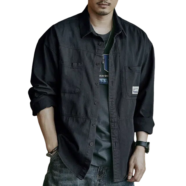 北极绒 日系复古高级感美式长袖衬衫 男款
