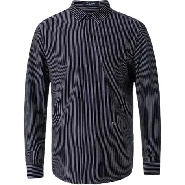 迪柯尼 简约条纹翻领长袖衬衫 男款 蓝白条