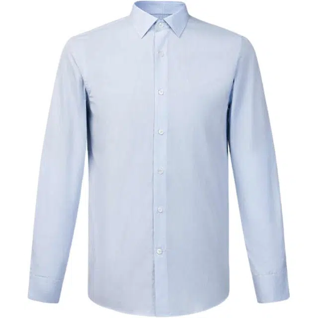 迪柯尼 铂金系列 时尚休闲修身简约长袖衬衫 男款 蓝底提花