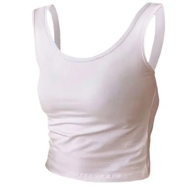 自带胸垫可外穿 美式高街纯色露脐宽肩带小个子修身洋气简约百搭背心 女款 纯净白色