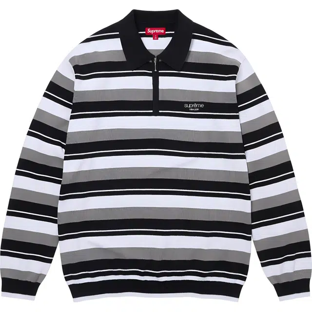 Supreme FW24 WEEK10 Stripe Zip LS Polo logoPolo