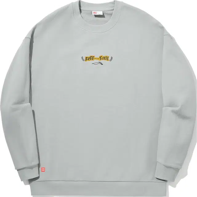 中国李宁 字母印花圆领舒适透气宽松卫衣 男女同款 月表灰