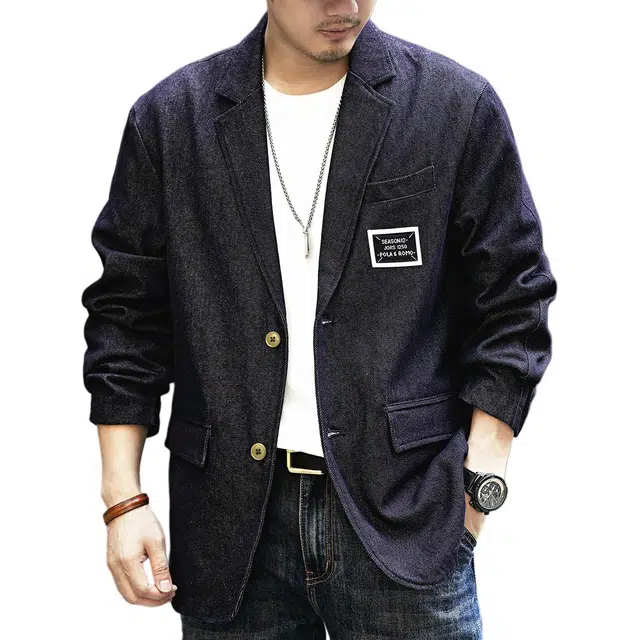 格蓝鹿 休闲百搭宽松长袖西装 男女同款 蓝色