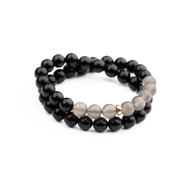 仙源 紫气东来 福气满满新中式双圈极简中式叠戴佛珠气质搭配盘玩 好运 紫檀属 木作手串  男女同款情侣款