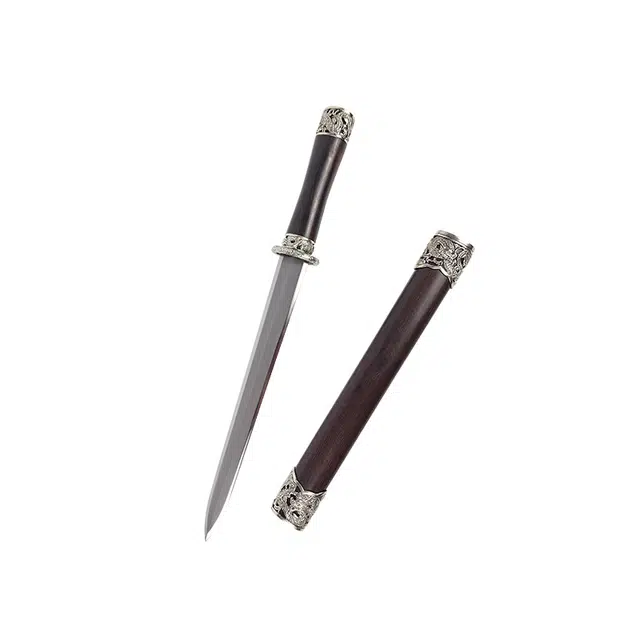 天子剑 银龙短剑 乌兹钢龙泉宝剑白铜装冷兵器 成品模型