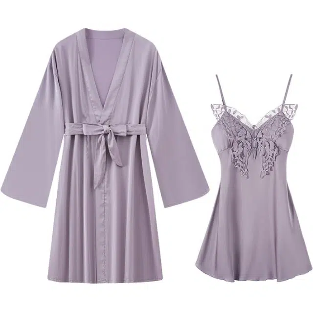 俏韵 纯欲蕾丝休闲时尚舒适睡衣套装 女款 紫色