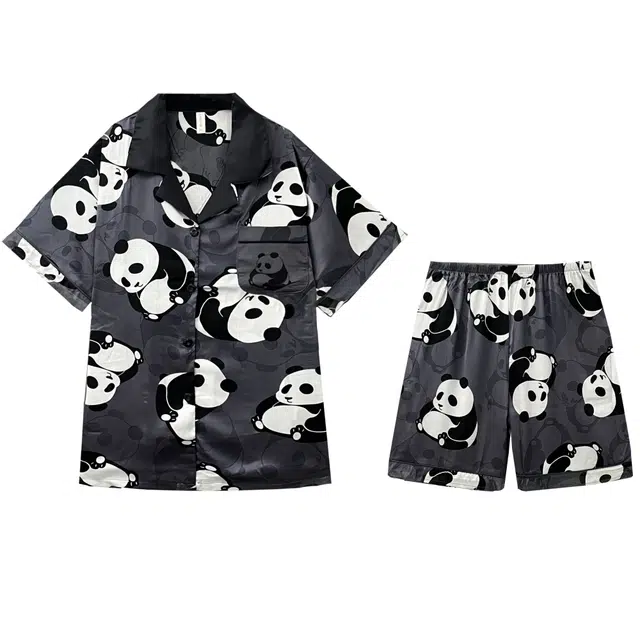 俏霓桐 卡通可爱熊猫家居服可外穿睡衣套装 男款 图片色