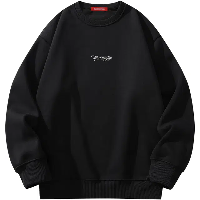 帕丁顿熊 基础款手写花体字母刺绣宽松休闲重磅圆领卫衣 男女同款