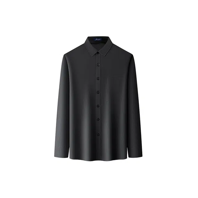 富铤 极简风复古纯色单排扣休闲长袖衬衫 男款