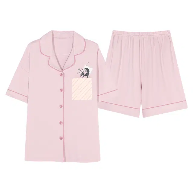 乐姿韵 简约柔软短袖舒适休闲家居服睡衣套装 男女同款