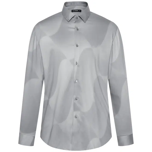 利郎 几何图案满印潮流衬衣商务休闲尖领修身质感百搭极简风长袖衬衫 男款