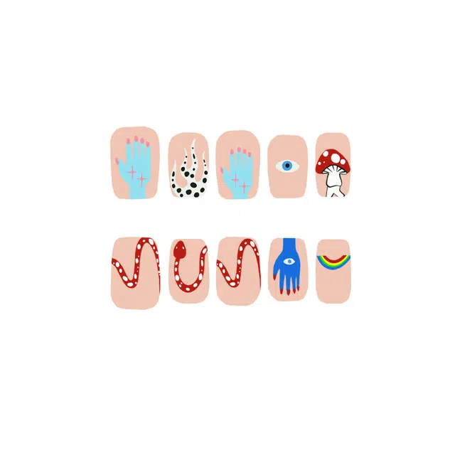 饰田 奇幻秘境  穿戴甲 短方肤色纯色 磨砂