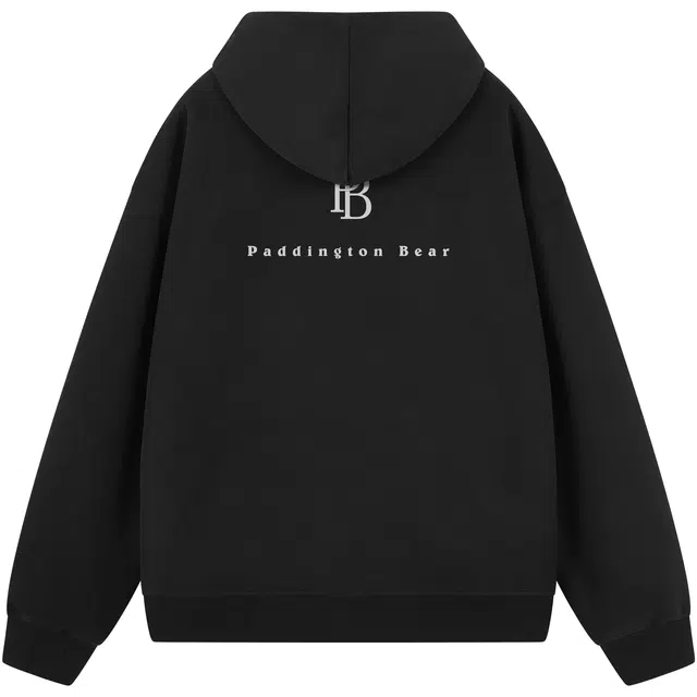 帕丁顿熊 简约字母印花宽松休闲拉链连帽卫衣外套 男女同款