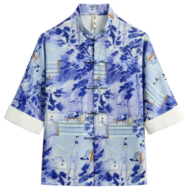 Xuansheng Retro Print Shirt