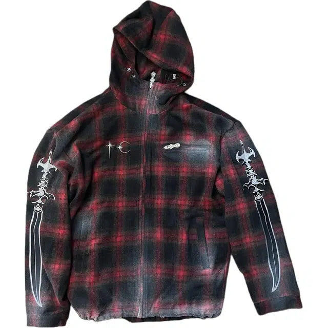 THUG CLUB Flannel Zip Hoodie