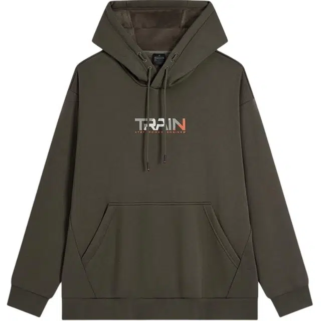 特步 综训系列 字母连帽舒适透气休闲卫衣 男款 亚墨绿