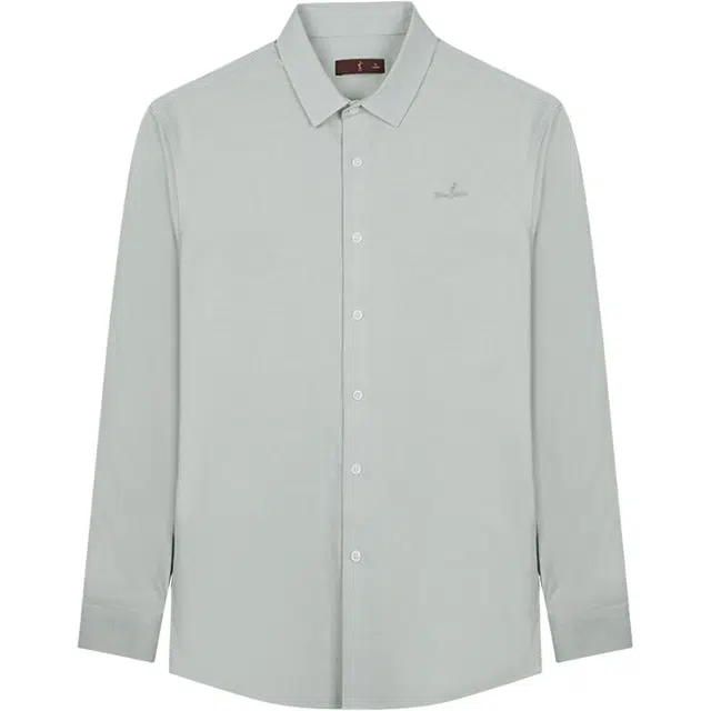 才子 亲肤舒适纯色时尚长袖衬衫 男款 灰色