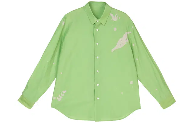 速写 隔离重塑 不对称印花宽松休闲长袖衬衫 男女同款