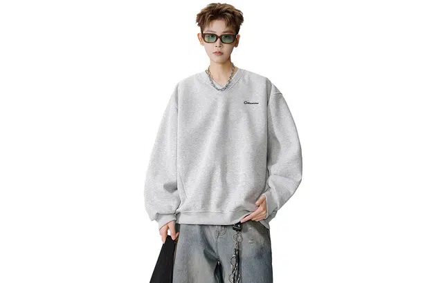 美式潮流纯色基础款慵懒风宽松长袖运动内搭上衣时尚百搭卫衣 男女同款