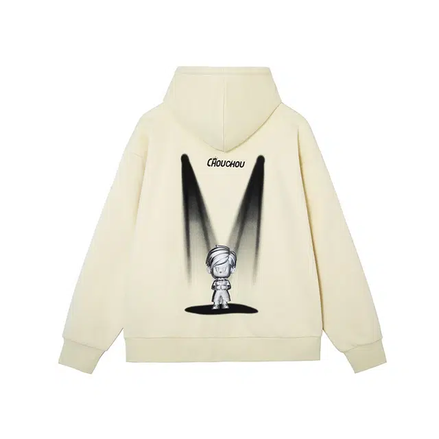 周杰伦 周同学 印花标志美式宽松休闲落肩百搭连帽套头长袖卫衣 男女同款