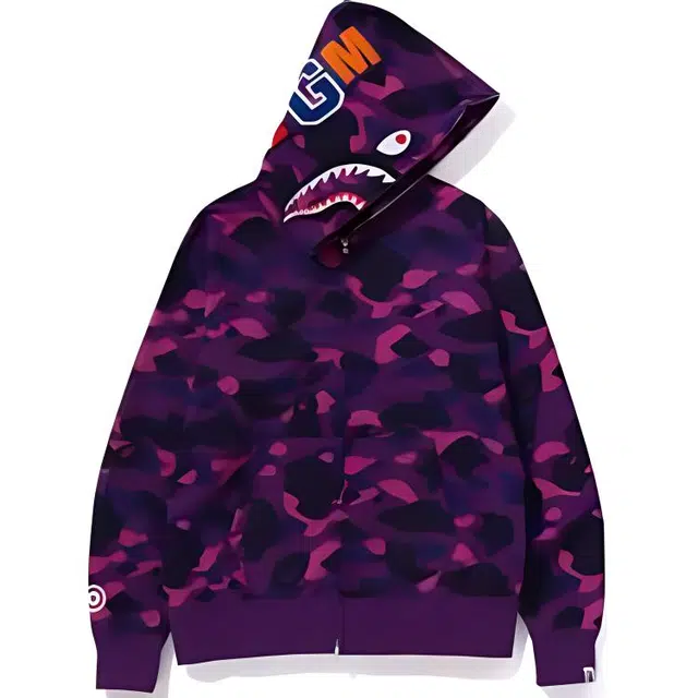 A BATHING APE SS24 Color Camo Shark Full Zip Hoodie