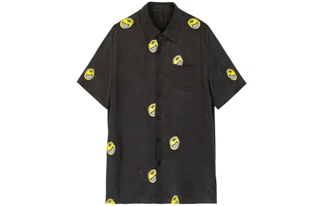 速写 几何图案刺绣短袖衬衫 男款