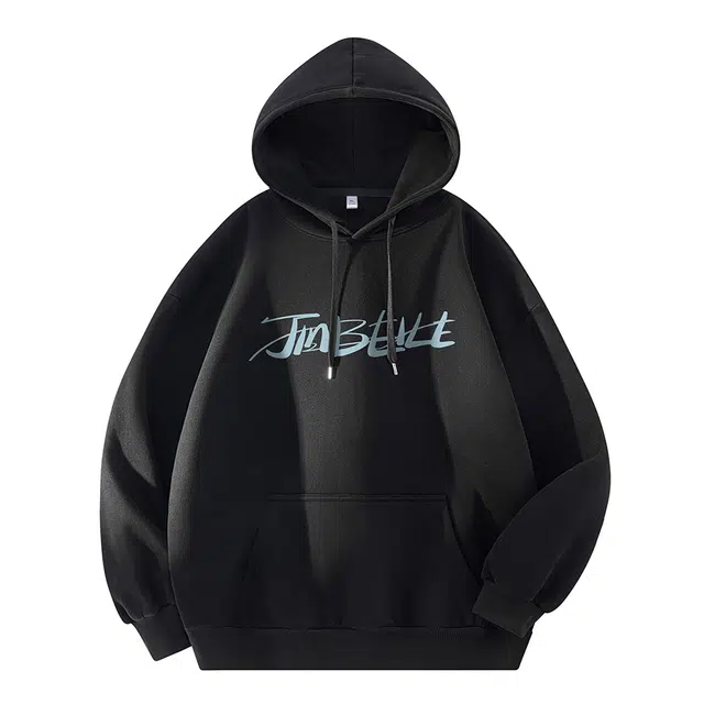 金贝勒 手绘字母印花美式复古高街宽松休闲百搭连帽长袖卫衣 男女同款