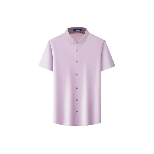 富铤 纯色无痕翻领百搭短袖衬衫 男款