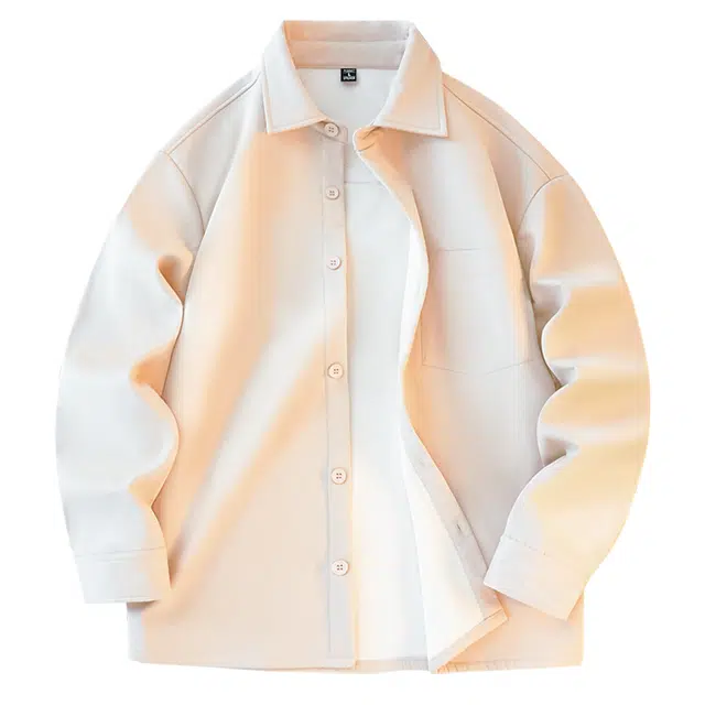 棉致 简约纯色细斜纹肌理手感挺阔内里复合摇粒绒加绒加厚长袖衬衫 男女同款