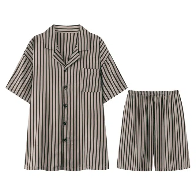 向薇 韩版薄款可外穿高级感凉爽家居服睡衣套装 男款 图片色