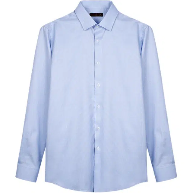 才子 纯棉亲肤透气条纹商务长袖衬衫 男款 蓝色