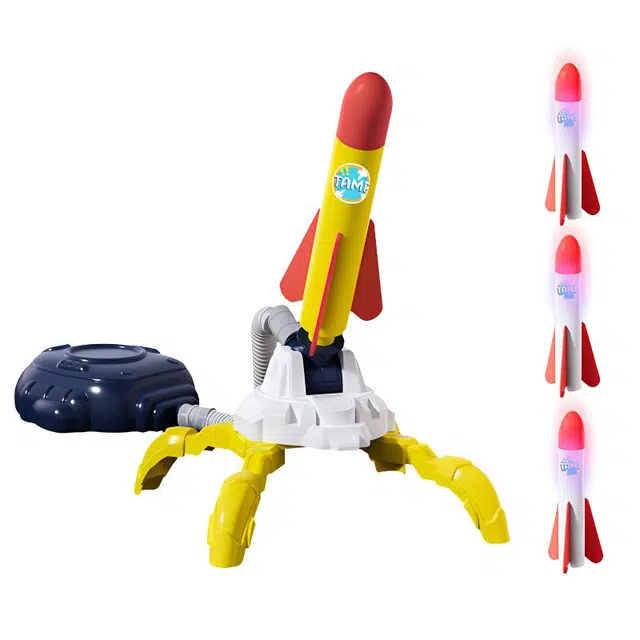 澳梦星 脚踩冲天火箭 飞天发射器 会发光 早教益智玩具