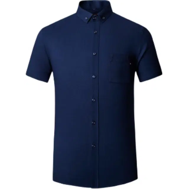 才子 透气修身翻领短袖衬衫 男款