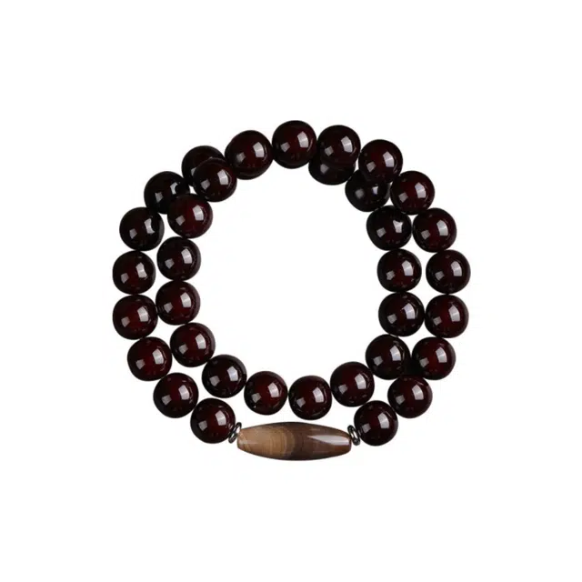 富珠汇 【官方已过香】暗夜红复古天彭双圈叠戴文玩转运佛珠吉祥安康佛系百搭好运 菩提根 手串 男女同款情侣款