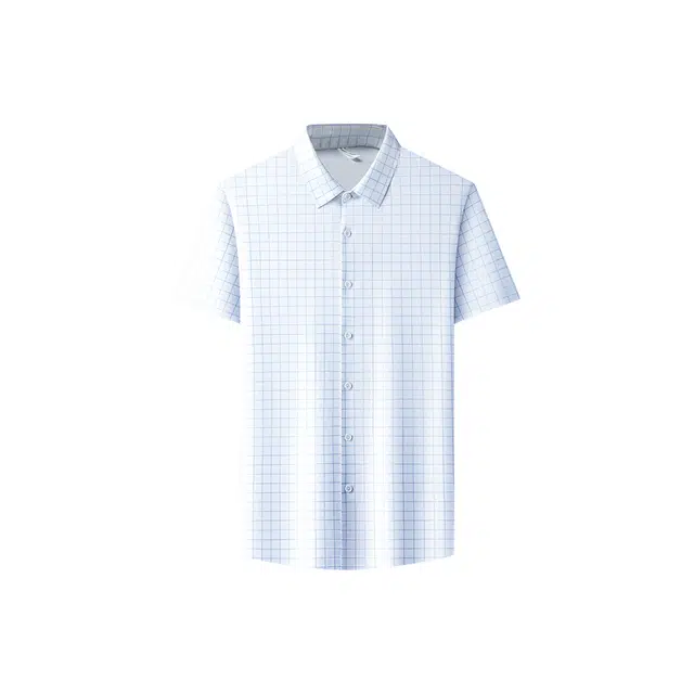 富铤 极简基础款方格商务休闲短袖衬衫 男款
