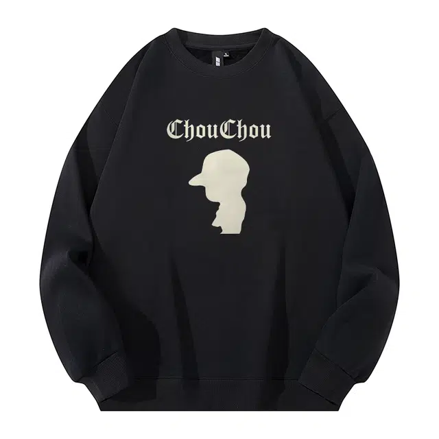 周同学 周杰伦 美式重磅时尚百搭个性品牌印花高街圆领无帽加绒加厚休闲落肩袖小众嘻哈套头保暖简约舒适宽松长袖卫衣 男女同款