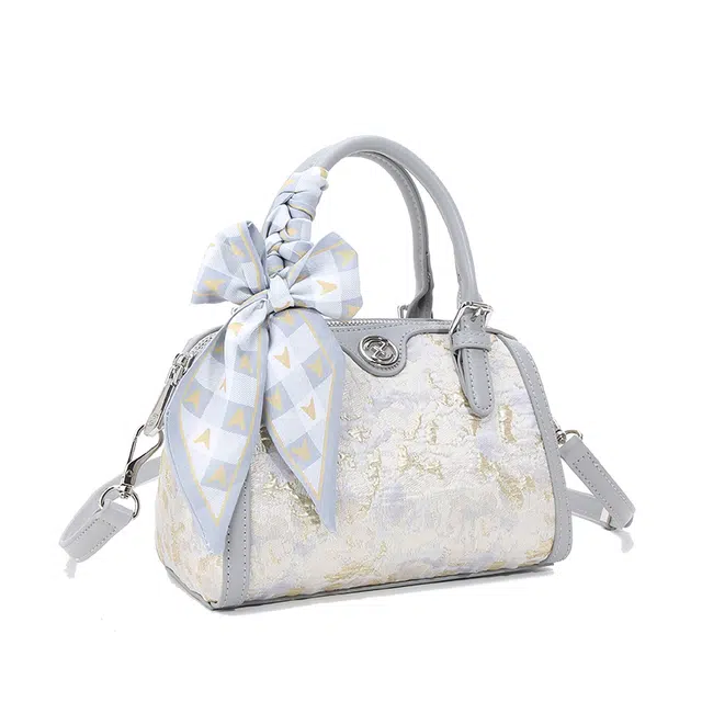 JANITINO Boston Bag PU Embroidered Gray