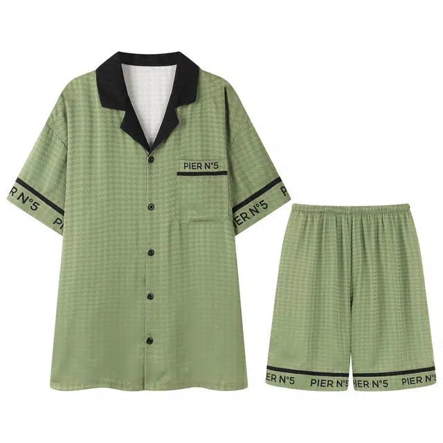 向薇 高级感舒适短袖休闲可外穿家居服睡衣套装 男款 图片色